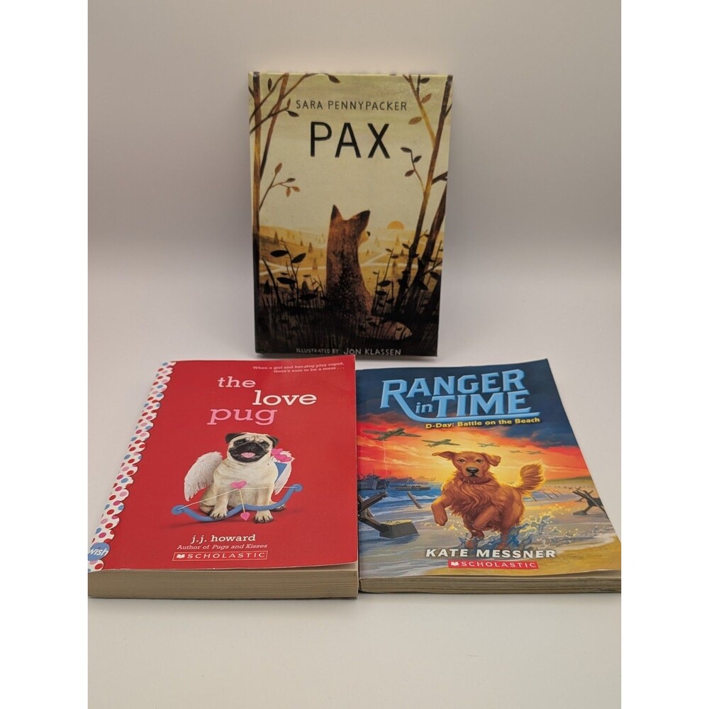 Lot of 3 Scholastic Kids Dog Lover Chapter Books Pax Ranger in Time The Love Pug